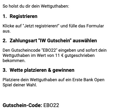 Erste Bank Open FreeBet 2022 bei Interwetten