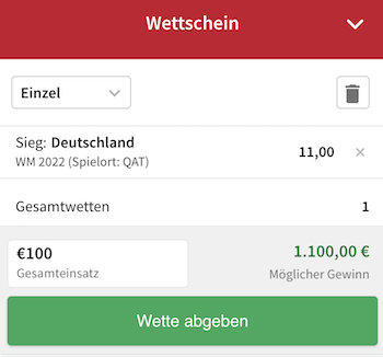 So könnte euer Wettschein für die WM 2022 bei Tipico aussehen!