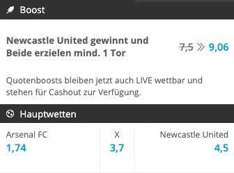 Neobet Arsenal Newcastle Boost