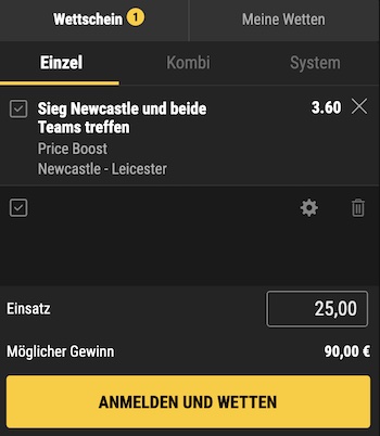 So könnte ein Bwin Wettschein aussehen!