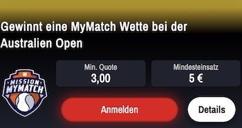 Die Quoten zur Tennis Mission von Winamax